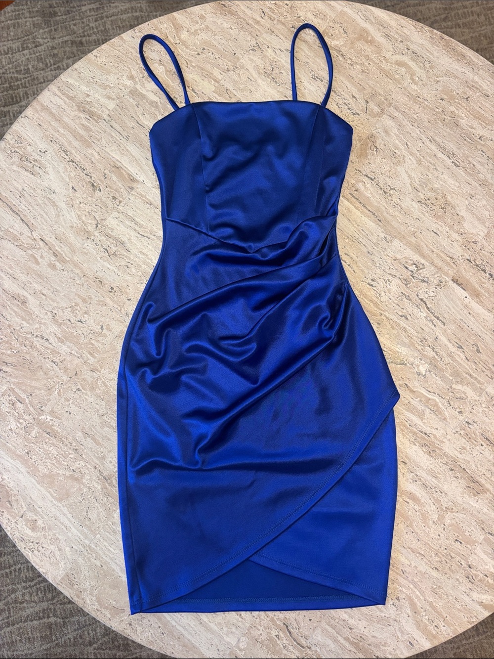 Windsor Royal Blue Satin Spaghetti Strap Mini Dress